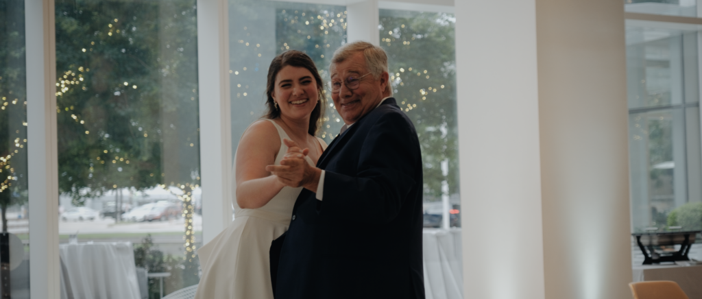 Dallas Wedding Videographer | Dana and Jordan | Watermark Church and HALL Arts Museum Wedding - bride first dance with dad