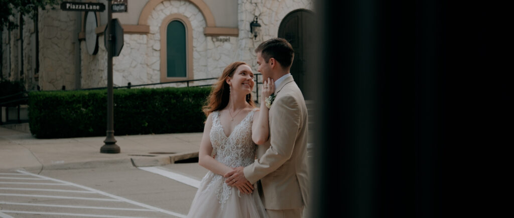 Dallas Wedding Videographer | Ryleigh and Noah | Aristide in Colleyville, TX - couple looking into each other's eyes 