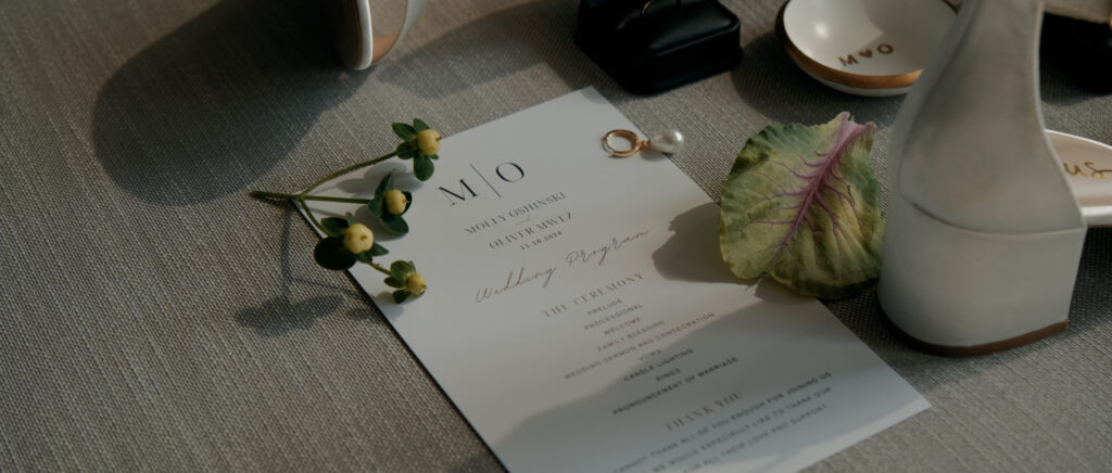 Videography for Wedding Dallas | Austin Wedding Videography | Molly and Oliver | - Close up of wedding invitation and details