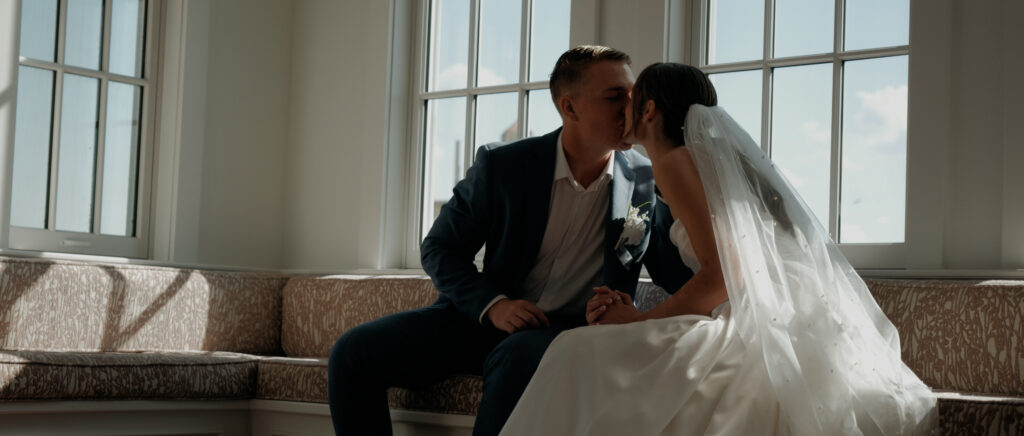 Videography for Wedding Dallas | Tegan and Dayd | - Crazy Water Hotel Wedding Video - bride and groom kissing each other after private vows