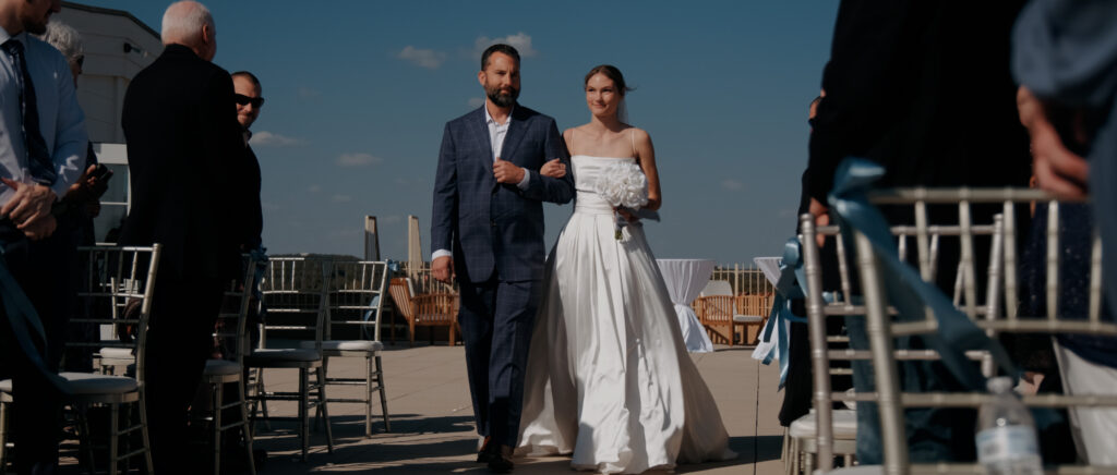 Videography for Wedding Dallas | Tegan and Dayd | - Crazy Water Hotel Wedding Video - bride walking with dad down the aisle